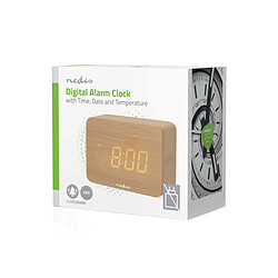 Nedis Réveil de Bureau en Bois avec Affichage LED et Fonction Snooze Marron pas cher