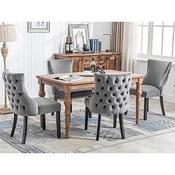 Pugsdrly Chaises de salle à manger - Lot de 4 - Velours - Gris