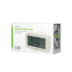 Nedis Réveil Numérique avec Écran LCD Date Température Fonction Snooze Blanc pas cher