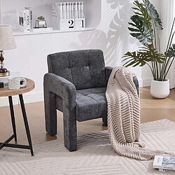 Pugsdrly Fauteuil simple - Tissu chenille - Gris - Dossier haut