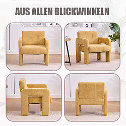 Avis Pugsdrly Fauteuil simple - Tissu chenille - Jaune - Dossier haut
