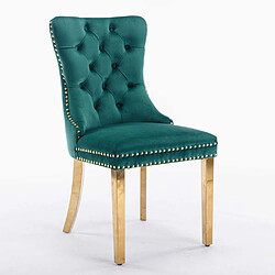 Pugsdrly Chaises de salle à manger - Vert + Or - Pieds en bois massif