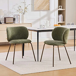 Pugsdrly Lot de 2 chaises de salle à manger - pieds en métal - vert