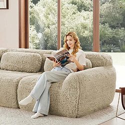 Pugsdrly Canapé modulable 3 places - Tissu moelleux - Aucun assemblage requis- Coussins inclus