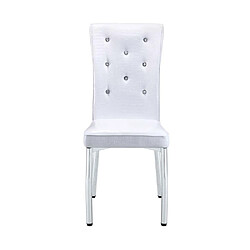 Pugsdrly Lot de 2 chaises de salle à manger - Blanc - Pieds en métal pas cher