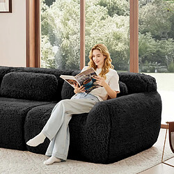 Pugsdrly Canapé modulable 3 places - Mousse haute résilience - Noir