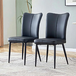 Pugsdrly Chaises - Lot de 2 - Pieds en métal - Dossier haut - Noir