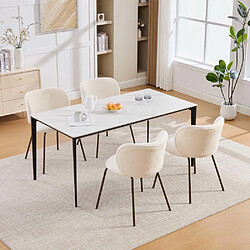 Pugsdrly Chaise de salle à manger moderne en chenille - pieds en métal - beige