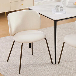Pugsdrly Chaise de salle à manger moderne en chenille - pieds en métal - beige
