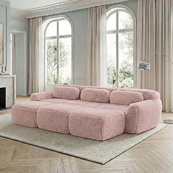 Pugsdrly Canapé modulable 3 places - Mousse haute résilience - Rose