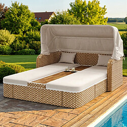 Merax Canapé D'extérieur 2 Places-canapé De Jardin-En Rotin-résistant Aux Uv-beige