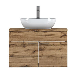 Avis BADPLAATS Meuble salle de bain Colorado 80 x 46 x 52 cm – Chêne – Meuble suspendu à 2 portes
