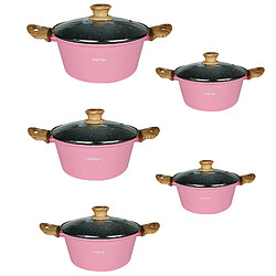 Cheffinger Ensemble de 5 Marmites Antiadhésif Tous Feux Induction avec Couvercles Rose pas cher