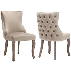 Pugsdrly Chaises de salle à manger - Lot de 2 - Velours - Beige
