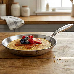 Acheter Cheffinger Poêle à Crêpes 28 cm en Acier Inoxydable Compatible Tous Feux Induction Argent