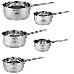 Cheffinger Ensemble de 5 Casseroles Inox pour Cuisson Tous Feux Induction Argent