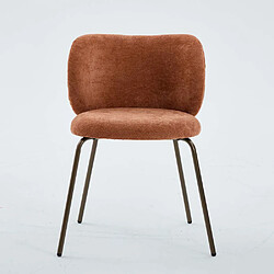 Pugsdrly Chaise de salle à manger moderne en chenille - pieds en métal - orange