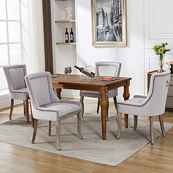Pugsdrly Chaises de salle à manger - Lot de 4 - Pieds en bois massif