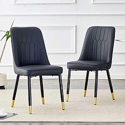 Pugsdrly Chaises noir - Lot de 2 - PU - Dossier haut - Pieds en métal