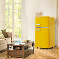 Merax Réfrigérateur Rétro 72 L-classe E-mini Bar 2 Zone-silencieuse-120 Kwh/an-jaune