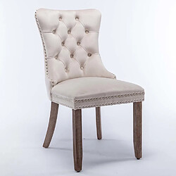 Pugsdrly Chaise de Cuisine, Pieds en bois massif - beige - velours