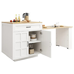 Merax Îlot Central Cuisine-table Extensible Avec Rangement-pour 2 à 6 Personnes-desserte-blanc pas cher