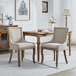 Pugsdrly Lot de 2 chaises de salle à manger - scandinave - Avec pieds en bois massif