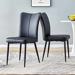 Pugsdrly Chaises - Lot de 2 - Pieds en métal - Dossier haut - Noir