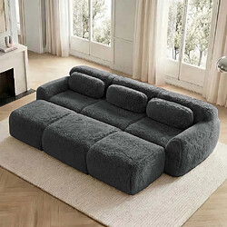 Pugsdrly Canapé modulable 3 places - Mousse haute résilience - Gris - Moelleux