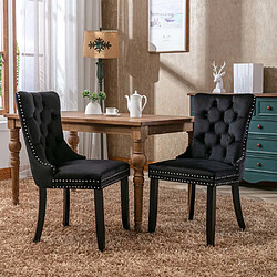 Pugsdrly Chaise de Cuisine, Pieds en bois massif - noir - velours