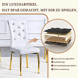 Acheter Pugsdrly Lot de 2 chaises de salle à manger - Pieds en métal - Blanc