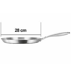 Cheffinger Poêle à Crêpes 28 cm en Acier Inoxydable Compatible Tous Feux Induction Argent pas cher