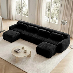 Pugsdrly Canapé modulable 4 places - Mousse haute résilience - Coussins et repose-pieds inclus