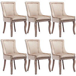 Pugsdrly Chaises de salle à manger - Lot de 6 - Revêtement en velours