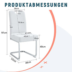 Avis Pugsdrly Lot de 2 chaises - Matériau PU - Structure en métal - Blanc