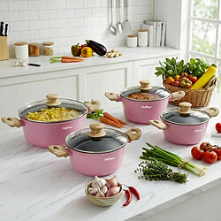 Acheter Cheffinger Ensemble de 5 Marmites Antiadhésif Tous Feux Induction avec Couvercles Rose