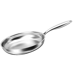 Cheffinger Poêle à Frire 28 cm Compatible Tous Feux Induction en Acier Inoxydable Argent