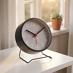 Avis Nedis Réveil Analogique Design Rond avec Pied en Métal et Fonction Snooze Noir