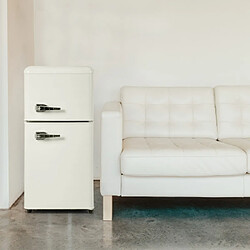Merax Réfrigérateur-Mini bar 2 Porte 60 L-classe E-45 dB-silencieuse-rétro-Blanc