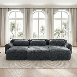 Pugsdrly Canapé modulable 3 places - Mousse haute résilience - Gris - Moelleux