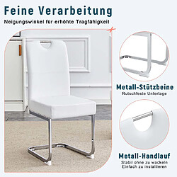 Acheter Pugsdrly Lot de 2 chaises - Matériau PU - Structure en métal - Blanc