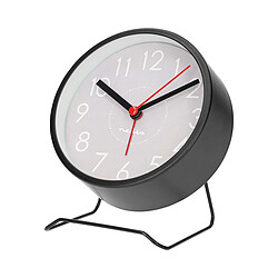 Nedis Réveil Analogique Design Rond avec Pied en Métal et Fonction Snooze Noir