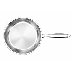 Cheffinger Poêle à Frire 24 cm Compatible Tous Feux Induction en Acier Inoxydable Argent