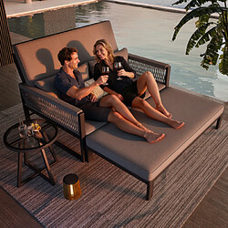 Merax Canapé D'extérieur 2-4 Places Avec 1 Table En Verre-canapé De Jardin-résistant Aux Uv-gris