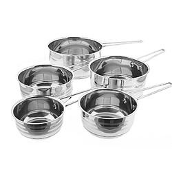 Cheffinger Ensemble de 5 Casseroles Inox pour Cuisson Tous Feux Induction Argent