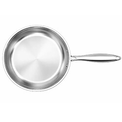 Cheffinger Poêle à Frire 28 cm Compatible Tous Feux Induction en Acier Inoxydable Argent