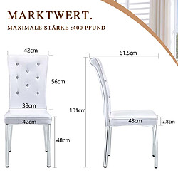 Avis Pugsdrly Lot de 2 chaises de salle à manger - Blanc - Pieds en métal