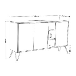 Acheter Hanah Home Buffet en bois [ ]Clara[ ] - 142 x 36 x 83 cm - Beige