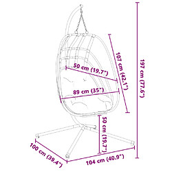 vidaXL Fauteuil suspendu en forme d'œuf avec support en acier anthracite pas cher