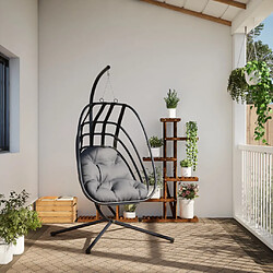 Avis vidaXL Fauteuil suspendu en forme d'œuf avec support en acier anthracite